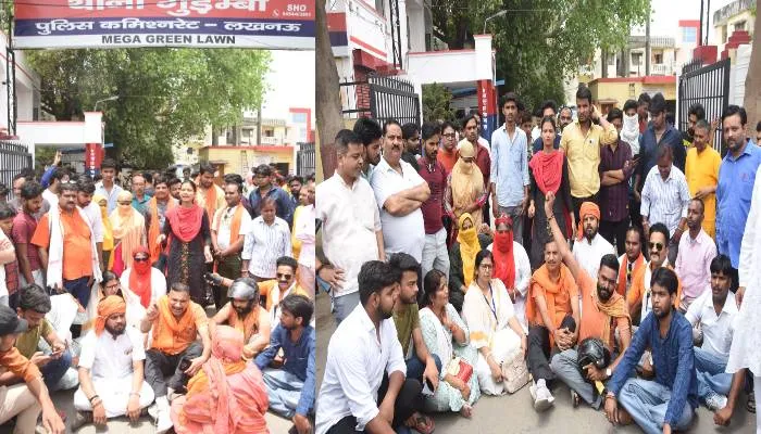 प्रदेश अध्यक्ष की गिरफ्तारी पर भड़की हिंदू महासभा, गुडम्बा थाना का किया घेराव