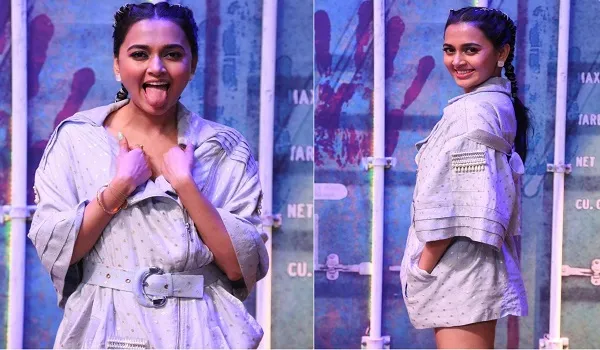 तेजस्वी प्रकाश ने ओवर साइज्ड जैकेट पहन कैमरे के सामने दिए पोज, फंकी लुक देख धड़का फैंस का दिल