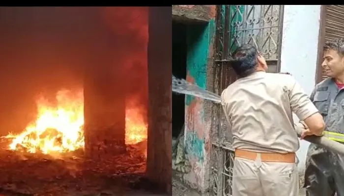उन्नाव: आग की चपेट में आया कपड़े का गोदाम, लाखों का माल हुआ जलकर खाक