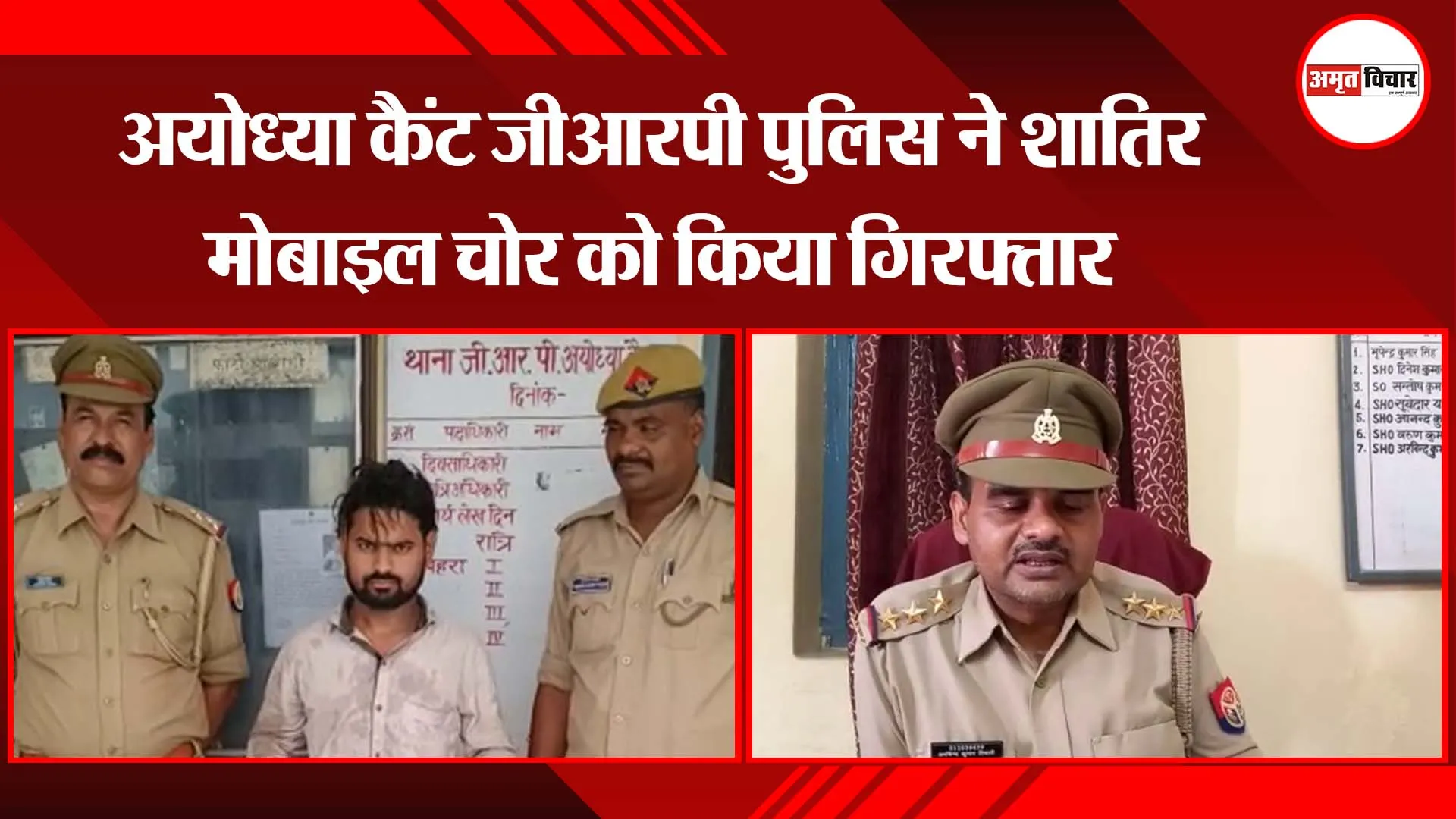 अयोध्या कैंट जीआरपी पुलिस ने शातिर मोबाइल चोर को किया गिरफ्तार