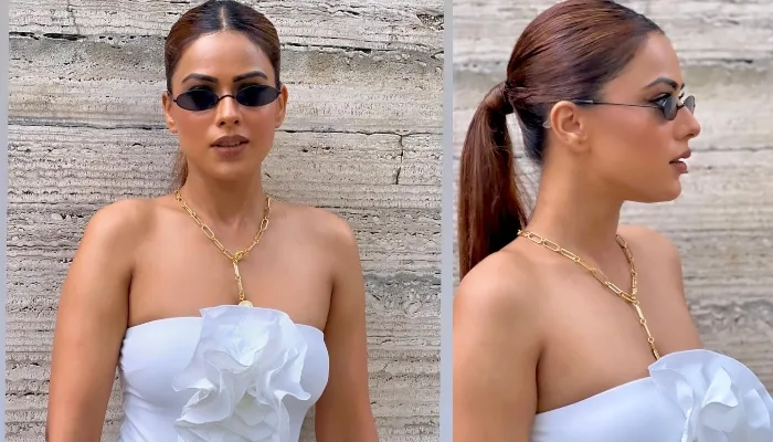 Nia Sharma Photos: व्हाइट ड्रेस में निया ने दिए Hot Pose, पोनीटेल और गॉगल्स में एक्ट्रेस ने दिखाया Supercool अंदाज
