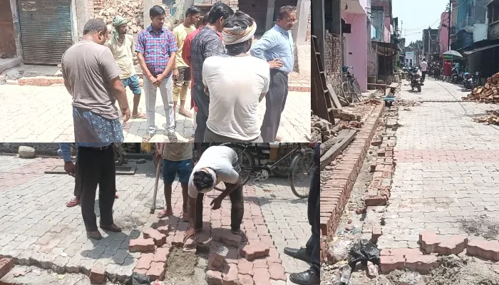 बहराइच: इंटरलॉकिंग निर्माण का जायजा लेने पहुंची इंजीनियर की टीम,  मानक विहीन निर्माण की हुई थी शिकायत