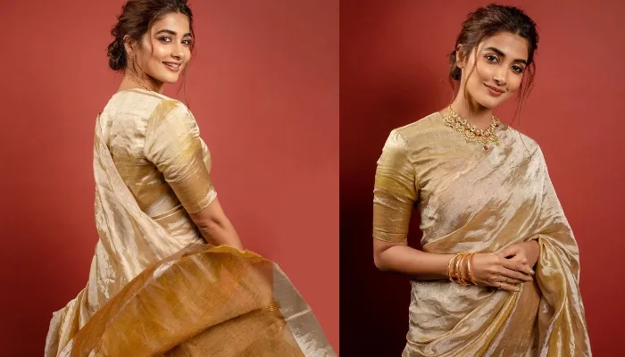 साड़ी पहनकर Pooja Hegde ने दिखाया दिलकश अंदाज, बढ़ी फैंस की धड़कनें