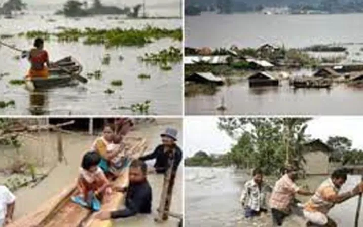 असम में बाढ़ की स्थिति बिगड़ी, सड़क संपर्क टूटा, कई ट्रेनें रद्द