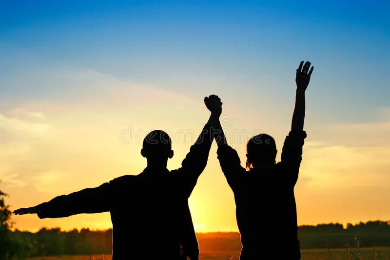 Two Friends on Sunset Background Stock Image - Image of respect, silhouette: 28946839
