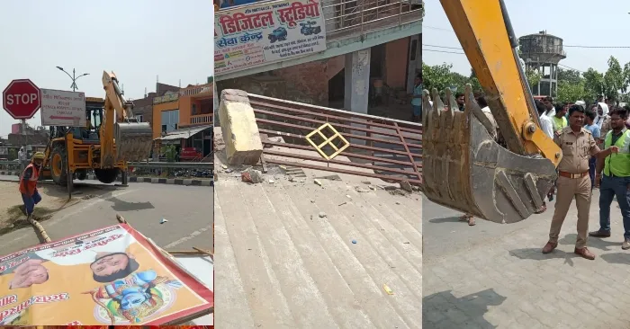 लखनऊ बहराइच मार्ग कब्जे से हुआ मुक्त, एनएचआई की टीम ने हटवाया कब्जा