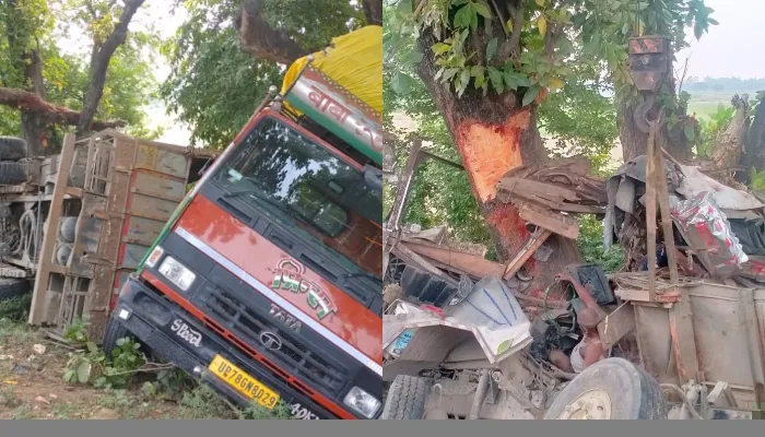 बाराबंकी: ट्रक और डीसीएम में भिड़ंत, ट्रक चालक की हुई दर्दनाक मौत