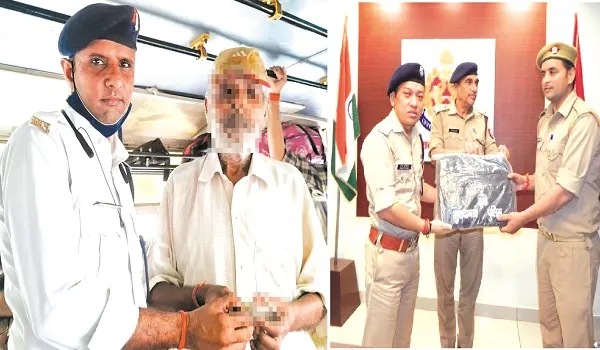 मुरादाबाद : ट्रैफिक पुलिस की मेहनत ने बिखेरी बुजुर्ग यात्री के चेहरे पर मुस्कान