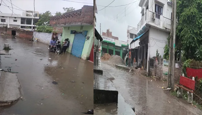 बहराइच: मानसून ने दी दस्तक, हुई झमाझम बारिश, शहर में जल भराव से नालियां चोक