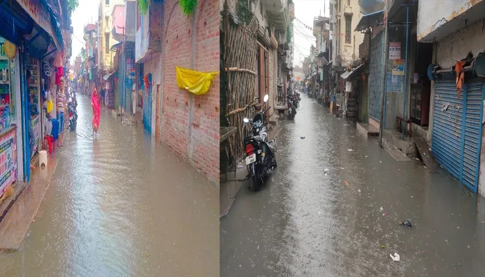 बहराइच: शहर के मोहल्लों में हुआ जलभराव, दुकानों में भर गया पानी