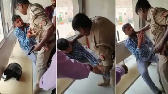 बलरामपुर : बाइक से भिड़ा युवक तो दरोगा ने तान दी रिवाल्वर, बेरहमी से पीटा