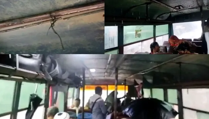 गोरखपुर : बदहाल हैं यूपी रोडवेज की बसें, बारिश में छतरी लगाकर बैठने को मजबूर होते हैं यात्री