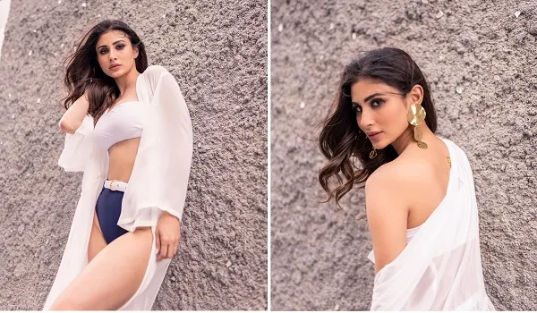Mouni Roy Photos : ट्रांसपेरेंट श्रग में मौनी रॉय ने फ्लॉन्ट किया बिकिनी लुक, हॉटनेस देख फैंस हुए दीवाने