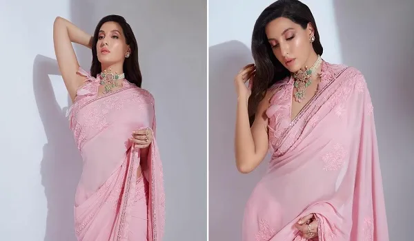 Nora Fatehi Photos : पिंक साड़ी में नोरा फतेही ने कराया फोटोशूट, खूबसूरत अदाएं देख फैंस हुए घायल