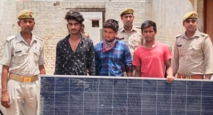 औरैया में एनटीपीसी से सोलर प्लेटें चोरी करने वाले तीन गिरफ्तार, 51 प्लेटें बरामद