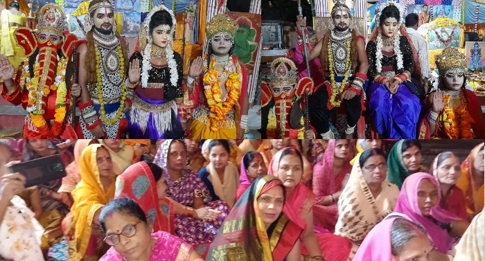 बहराइच: शिव कथा सुनने के लिए पहुंच रहे श्रद्धालु, झांकी भी सजी