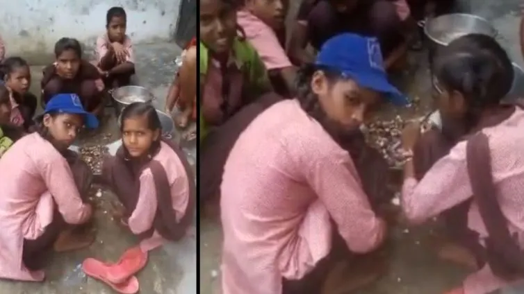 बरेली: मिड-डे मील के नाम पर बच्चों से छिलवाई जा रही घुइयां, वीडियो वायरल
