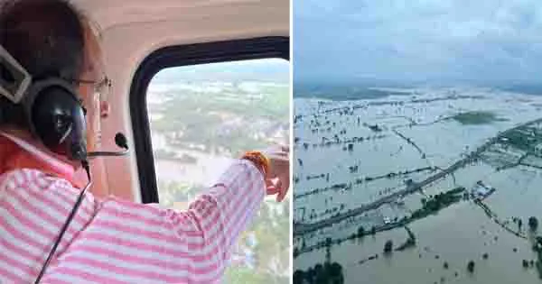मध्यप्रदेश: विदिशा में मुख्यमंत्री ने किया बाढ़ प्रभावित क्षेत्रों का हवाई दौरा