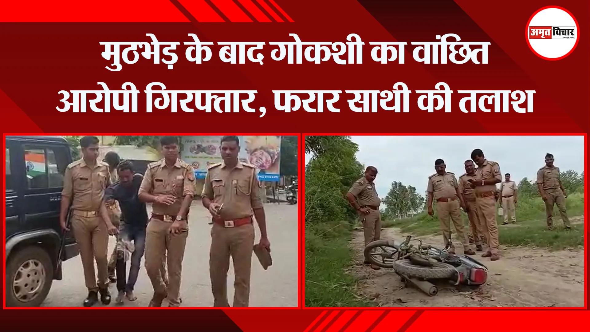 मुरादाबाद: मुठभेड़ के बाद गोकशी का वांछित आरोपी गिरफ्तार, फरार साथी की तलाश