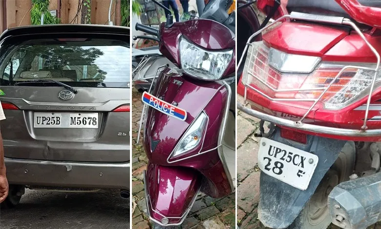 बरेली: नहीं जुर्माने का डर, नंबर प्लेट से हटवा दिए वाहन चालकों ने नंबर