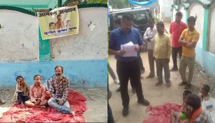 उन्नाव: बच्चो समेत कलक्ट्रेट के पास आमरण अनशन पर बैठा दिव्यांग, एसडीएम ने मिलकर खत्म कराया अनसन