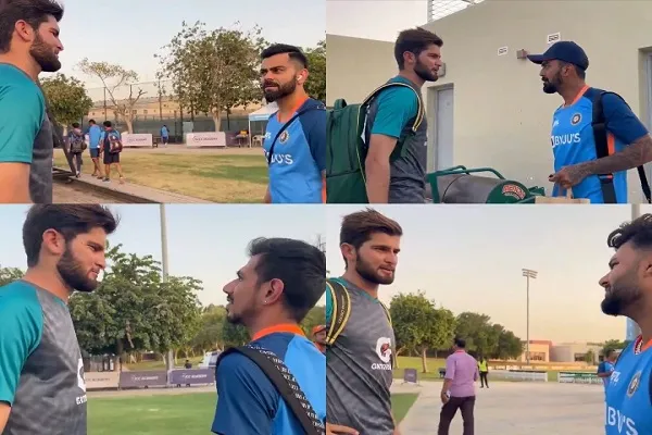 VIDEO : ‘सोच रहा हूं ऋषभ पंत की तरह एक हाथ से SIX लगाऊं’, भारतीय खिलाड़ियों ने शाहीन अफरीदी से मुलाकात कर जाना उनका हालचाल
