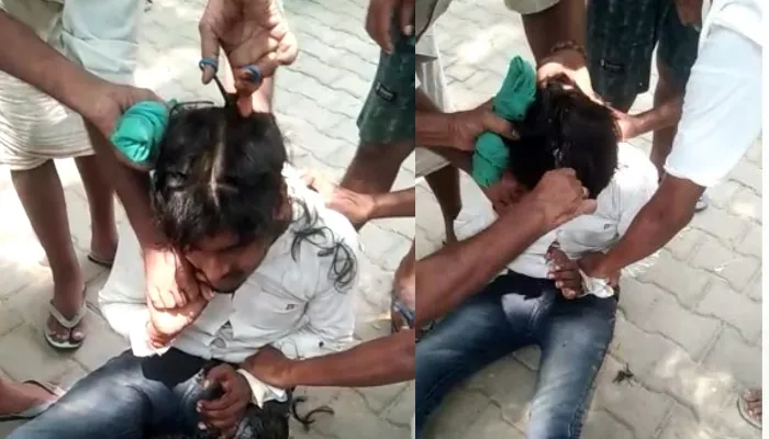 हरदोई: युवक को रोमियो बताते हुए पकड़ा, बाल काटकर सिर पर बनाया चौराहा