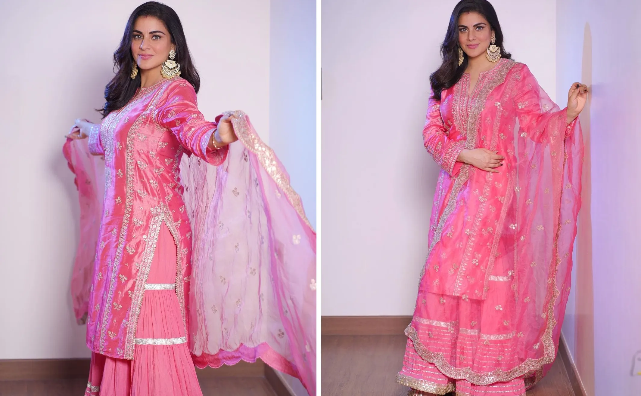 Shraddha Arya Photos: पिंक शरारा सूट में शर्माती दिखीं श्रद्धा आर्या, खूबसूरत अदाओं से लूटी महफिल