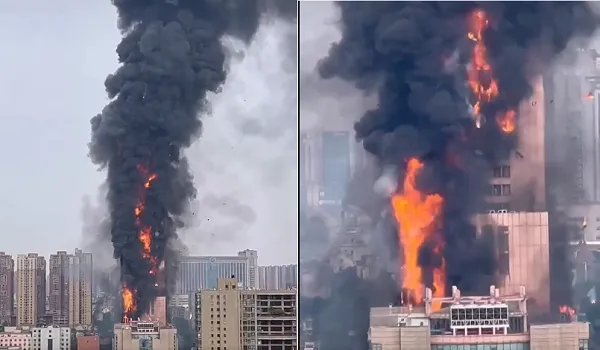 China: चीन में 42 मंजिला इमारत में लगी आग, बचाव कार्य जारी, देखें वीडियो