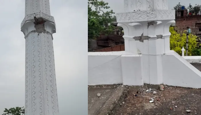 बहराइच: मस्जिद के मीनार पर गिरी आकाशीय बिजली, क्षतिग्रस्त