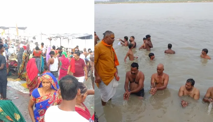 रायबरेली: गंगा तट पर उमड़ी भीड़, श्राद्ध और तर्पण करके पितरों को किया जा रहा याद