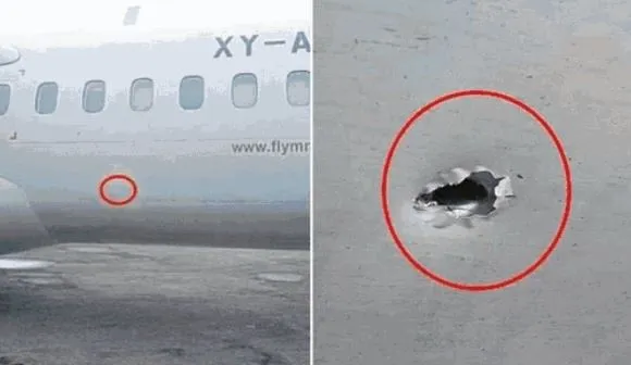 जमीन से दागी गई गोली उड़ते विमान को चीरती हुई यात्री को लगी