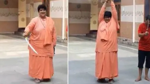 रुड़की: साध्वी मैत्री का तलवार लहराते और हवाई फायर करते वीडियो वायरल, जांच शुरू