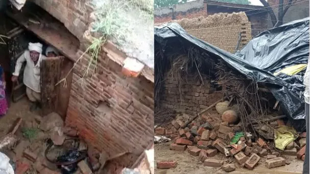 मथुरा: मूसलाधार बारिश ने आशियाने को किया क्षतिग्रस्त, पांच लोग घायल