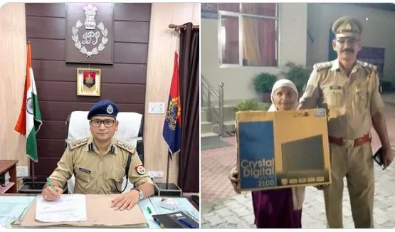 बरेली: LED टीवी पाकर गदगद हुई बुजुर्ग महिला, पुलिस को कहा थैंक यू