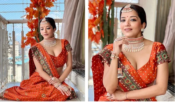 Monalisa Latest Photos : बेहद खूबसूरत है मोनालिसा का नवरात्रि लुक, ऑरेंज साड़ी में एक्ट्रेस की अदाएं देख फैंस हुए लट्टू
