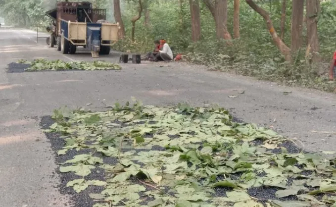 पीलीभीत: मंत्री से मिला निर्देश तो गड्ढा भरने के कार्य में अधिकारी लाए तेजी