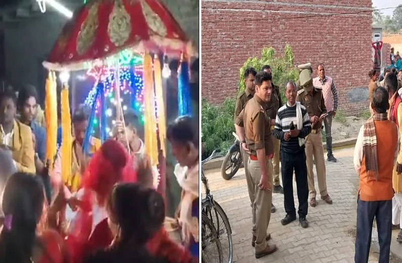 संभल : कड़ी सुरक्षा के बीच बैड-बाजे के साथ चढ़ी राजू की बेटी की बरात, गांव में 59 पुलिसकर्मी रहे तैनात