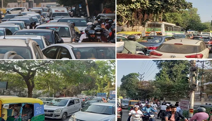 Kanpur की वीआईपी रोड पर दो घंटे तक रेंगते रहे वाहन, अधिकारी भी फंसे रहे