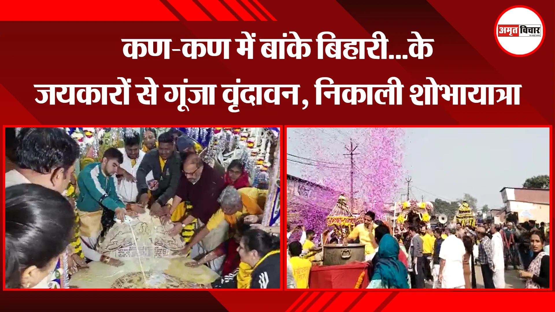 मथुरा: कण-कण में बांके बिहारी...के जयकारों से गूंजा वृंदावन, निकाली शोभायात्रा