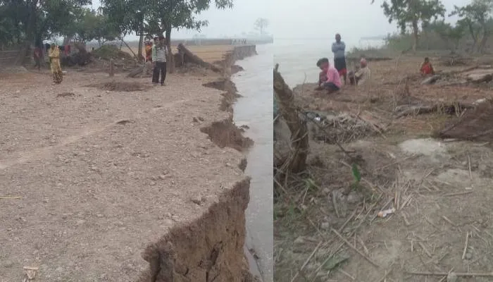 बहराइच: कौड़ियाला नदी में समाहित हो रही उपजाऊ जमीन, वन ग्राम भरथापुर में नदी की कटान जारी