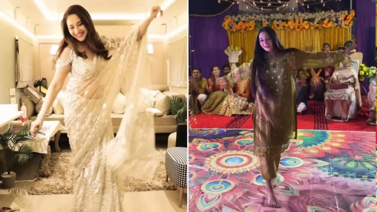 माधुरी दीक्षित ने पाकिस्तानी वायरल गर्ल आयशा के अंदाज में  मेरा दिल यह पुकारे आजा गाने पर किया डांस, विडियो Viral 