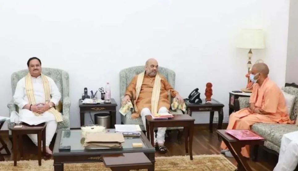 शाह, नड्डा और सीएम योगी ने की बैठक, आगामी चुनावों की तैयारियों पर हुई चर्चा 