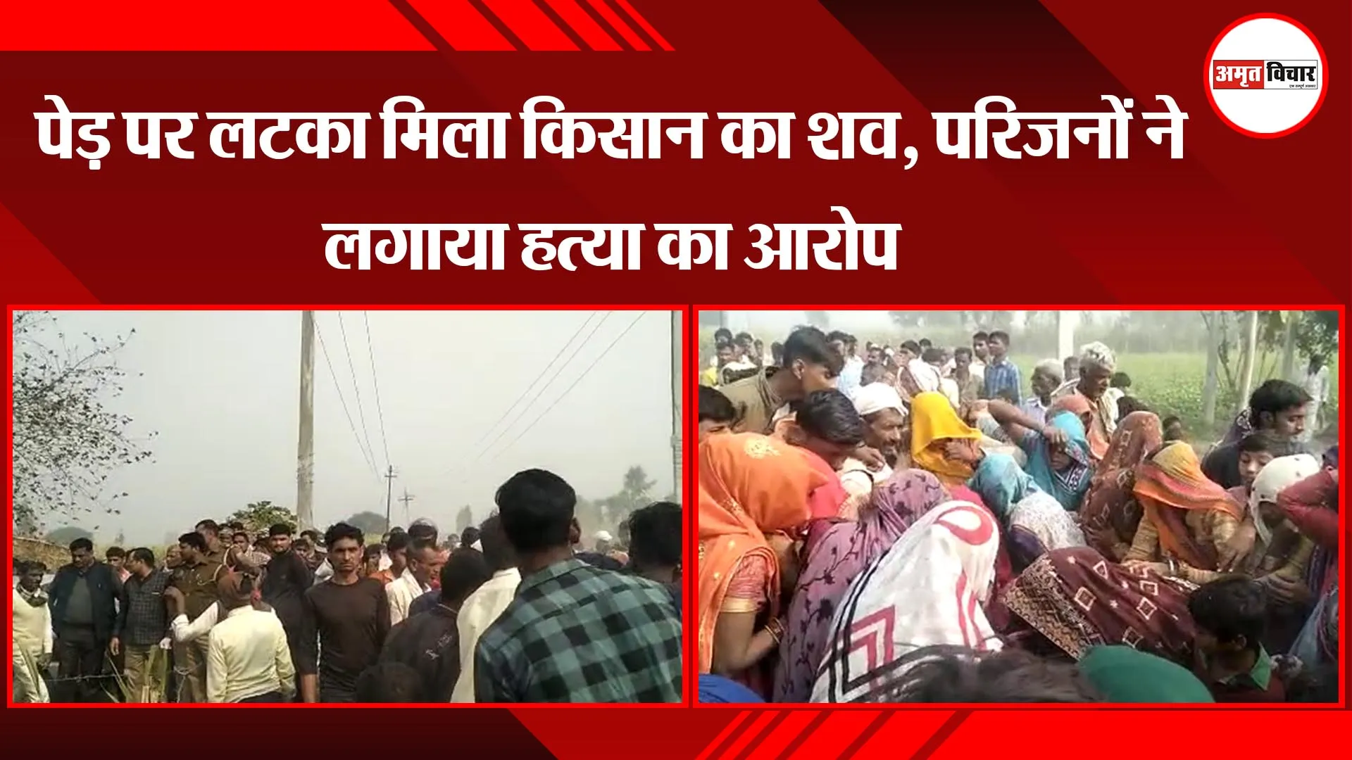 संभल: पेड़ पर लटका मिला किसान का शव, परिजनों ने लगाया हत्या का आरोप