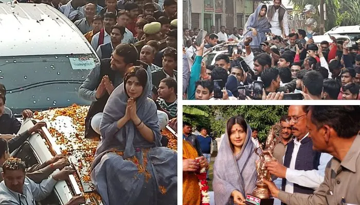 मैनपुरी लोकसभा उपचुनाव के लिए Etawah में सपा प्रत्याशी Dimple Yadav ने किया रोड शो, दिगंबर जैन मंदिर में टेका माथा