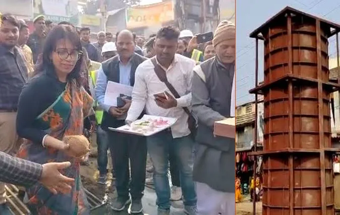 बरेली: कुतुबखाना फ्लाईओवर के पिलर बनने शुरू, कमिश्नर ने नारियल फोड़कर किया शुभारंभ