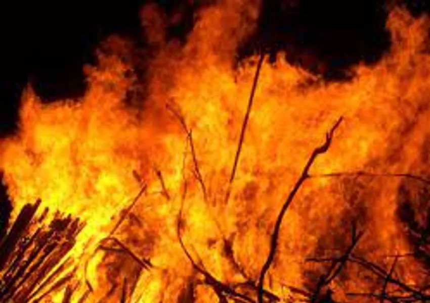 सोनभद्र: खलिहान में रखे धान के बोरों में लगी आग, साठ बीघे की उपज जलकर राख