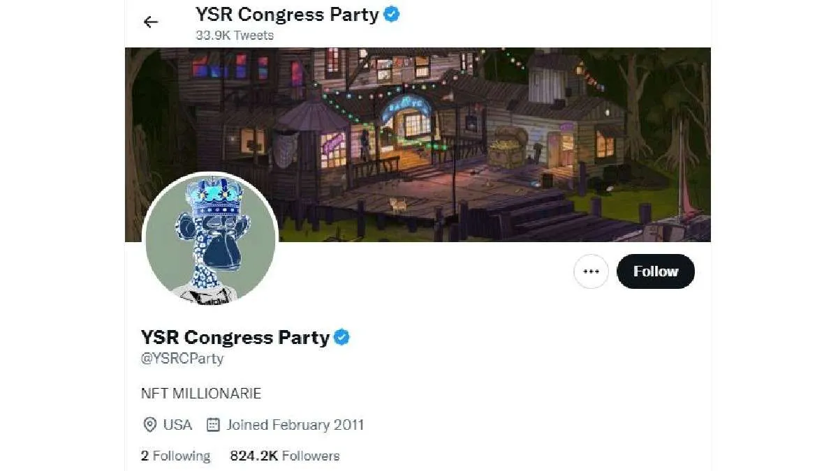 YSR कांग्रेस का ट्विटर हैंडल हैक, हैकर्स ने बोरेड एप यॉट क्लब तस्वीरें की पोस्ट