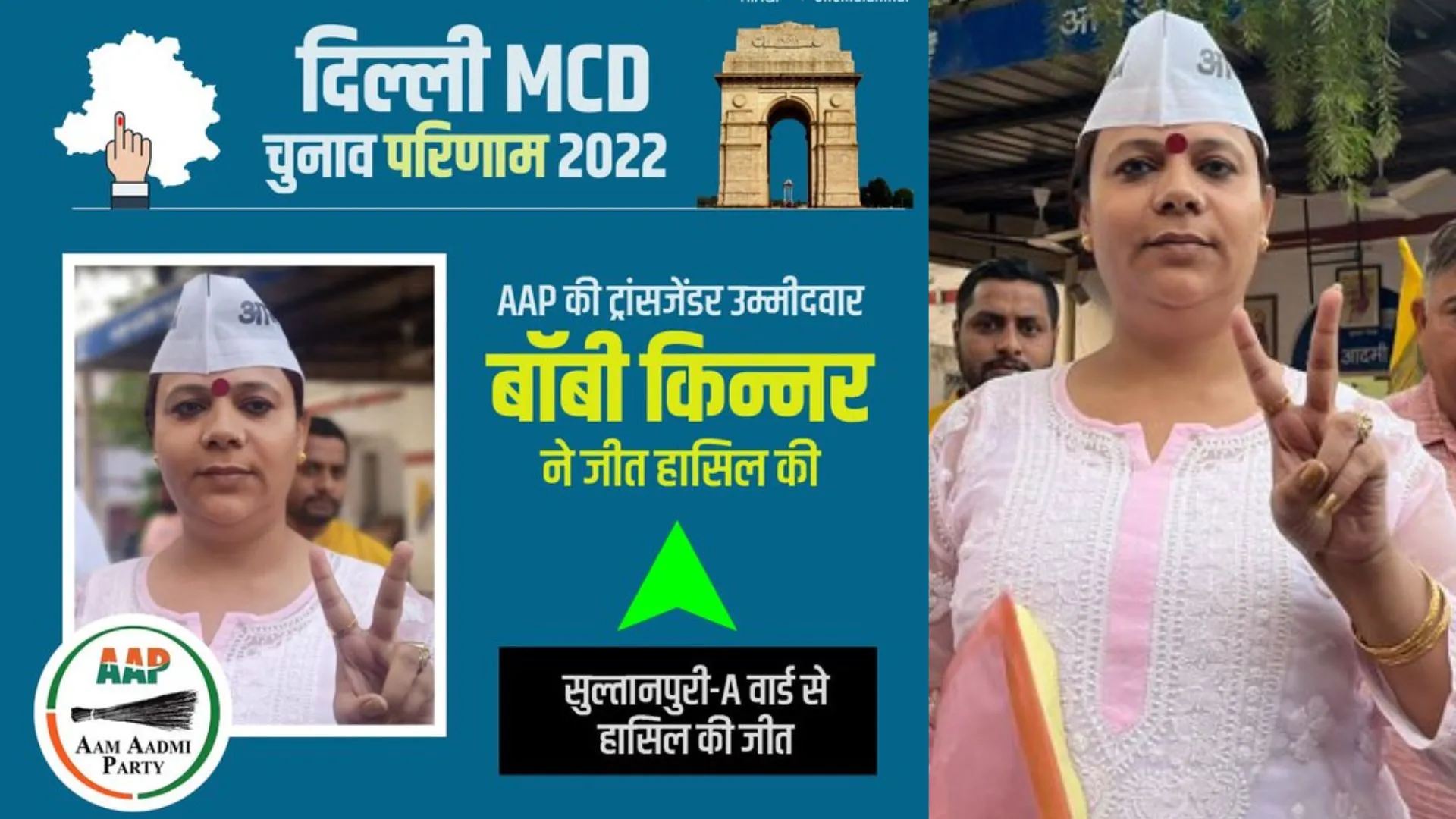 MCD चुनाव 2022 : AAP की सुल्तानपुरी ए से ट्रांसजेंडर उम्मीदवार बॉबी ने दर्ज की जीत