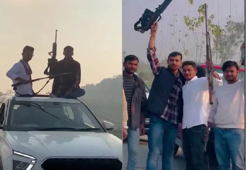 मुरादाबाद : अमीरजादों का लग्जरी गाड़ियों पर असलहे लहराते वीडियो वायरल, पुलिस बोली-जांच करने के बाद की जाएगी कार्रवाई